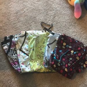Lot of 5 print scrub tops size medium bundle